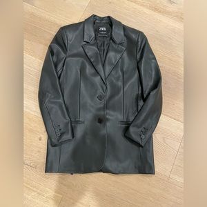 Zara Faux Leather Blazer XS